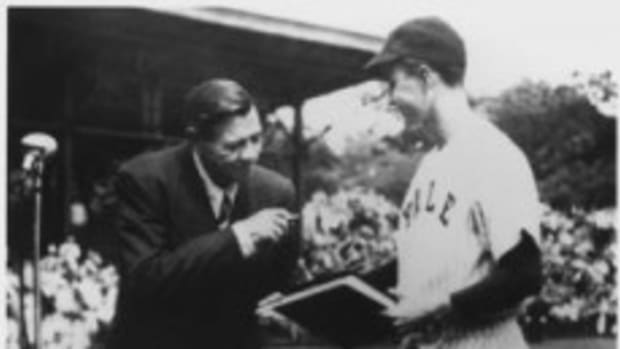  A famous photo is the meeting between Babe Ruth and future president George H.W. Bush while he was a first baseman at Yale.