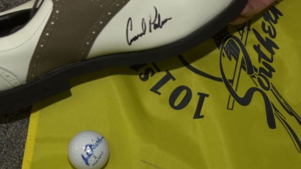 The forged signatures of two of golf’s legendary names, Arnold Palmer and Jack Nicklaus.