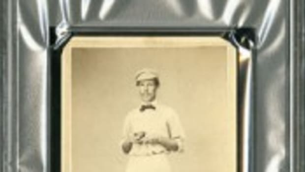 1863 Grand Match At Hoboken Benefit Card of Harry Wright: “The First Baseball Card” (reserve: $50,000; estimate: open). 
