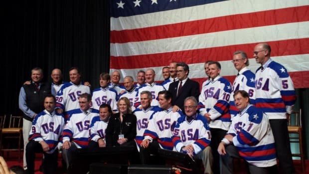The 1980 U.S. Men’s Hockey Team reunited for a 35th anniversary celebration in Lake Placid, N.Y., the site of the team’s heroic Olympic gold medal run.
