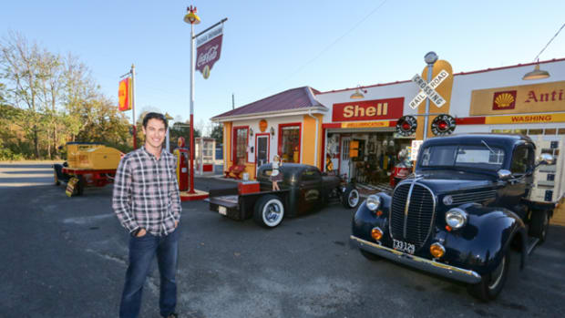 Joey Logano is a car guy through and through. When he’s not racing, he’s acquiring petroliana and automotive relics, from gas station signs to vintage vehicles. All of it is stored at his racing headquarters in North Carolina. 