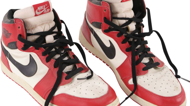 Michael Jordan shoes from his 1985 broken foot game.
