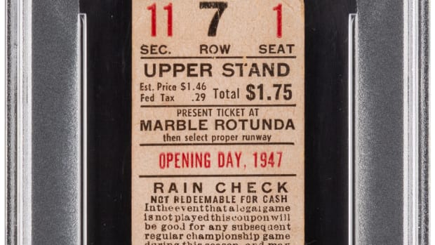 1947 Brooklyn Dodgers ticket from Jackie Robinson debut.