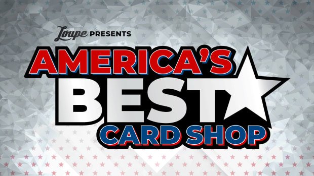 Logo for the Loupe Presents: America's Best Card Shop contest.