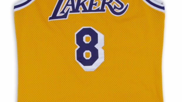 Kobe Bryant rookie jersey photo-matched to the 1996-97 playoffs.