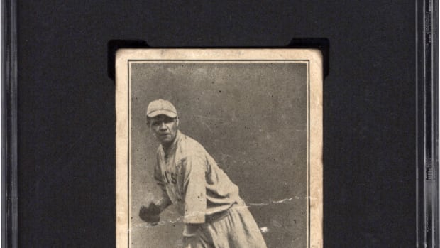 A 1916 M101-5 Blank Backs Babe Ruth rookie card.