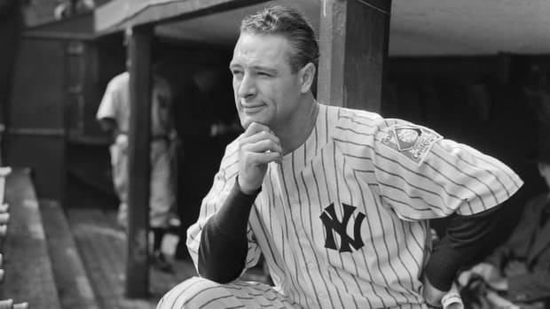 Lou Gehrig at Yankee Stadium in October, 1939.