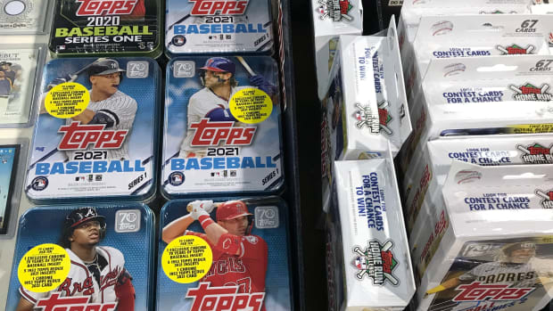 Topps 2021 baseball cards for sale at the Sports Card Show in Raleigh, N.C.