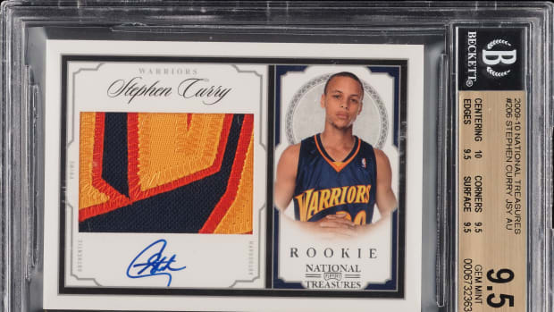 2009-10 National Treasures Steph Curry Rookie Patch Auto card.