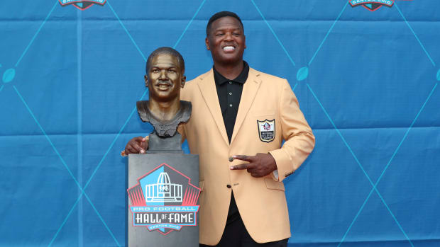 Green Bay Packers star LeRoy Butler during his induction into the Pro Football Hall of Fame.