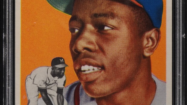 A 1954 Topps Hank Aaron rookie card that set a record at PWCC Marketplace.