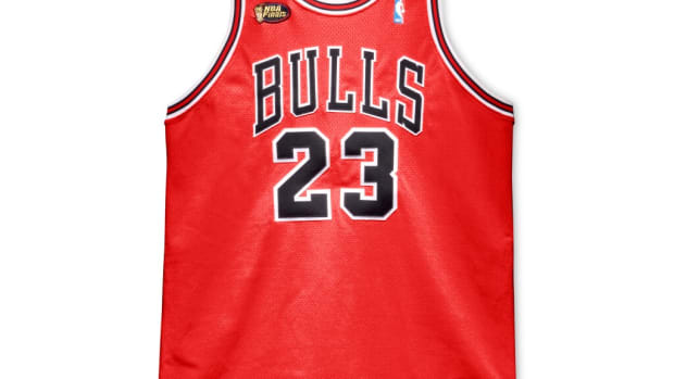 Game-worn Michael Jordan jersey that sold for a record $10.1 million at Sotheby's
