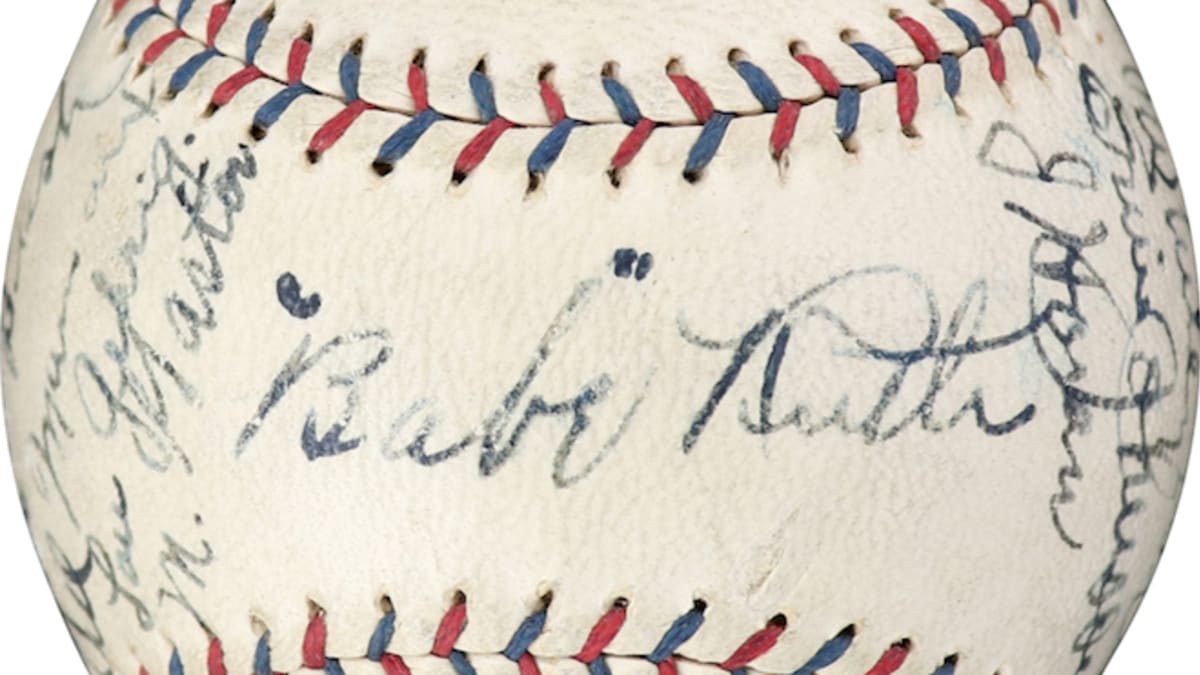 Babe Ruth, Lou Gehrig signed baseball heads Memory Lane auction