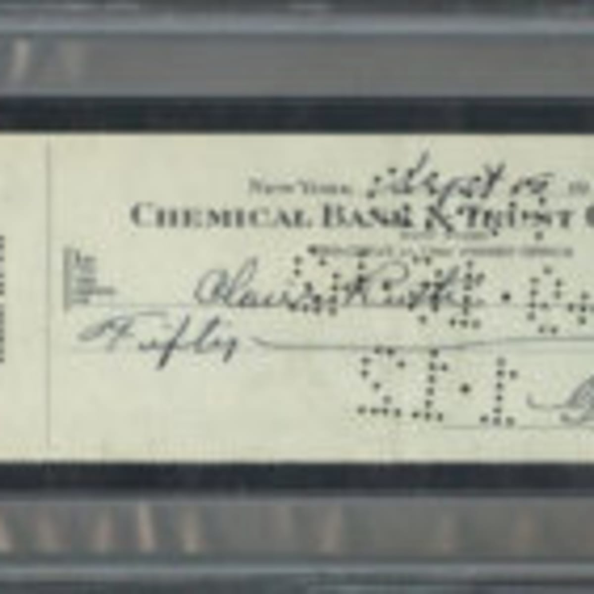 Babe Ruth Signed Slabbed Personal Bank Check Autograph Graded 9 BAS