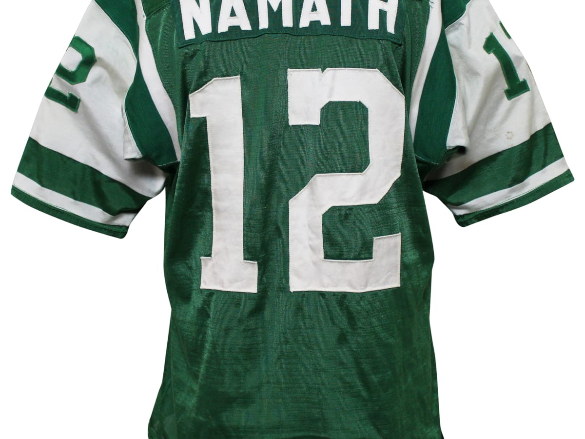 Joe Namath signed Drop Back-white jersey photo