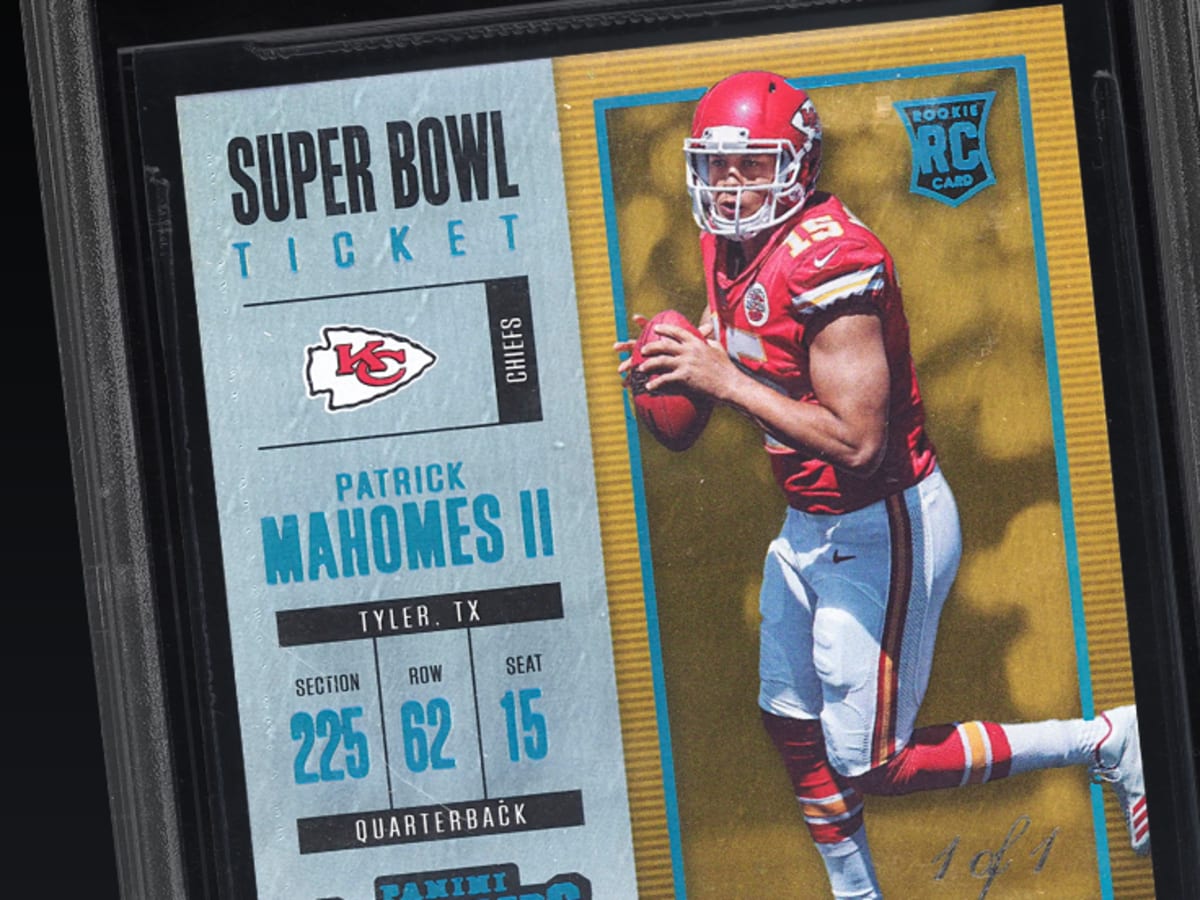 Shares of Patrick Mahomes Super Bowl Ticket card offered by Collectable -  Sports Collectors Digest