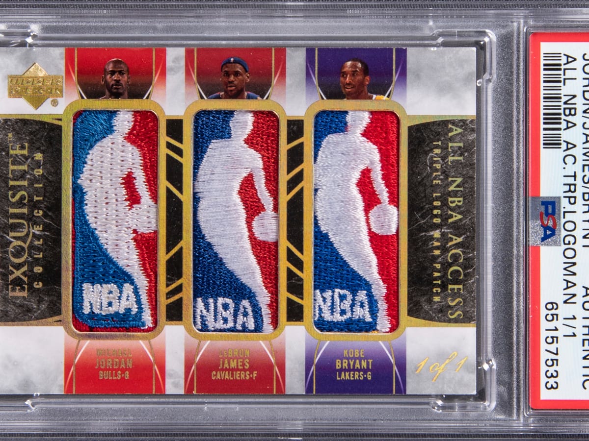 Triple Logoman card featuring Jordan, LeBron and Kobe highlights