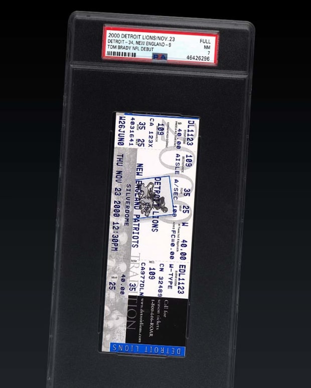 Ticket from Tom Brady's 2000 NFL debut against the Detroit Lions.