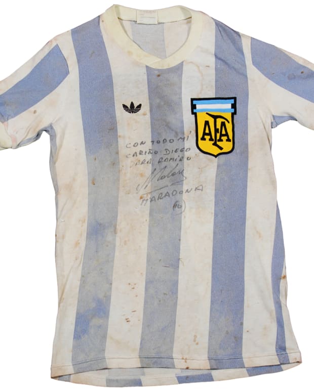 Diego Maradona signed, game-worn jersey from the 1979 World Youth Cup.