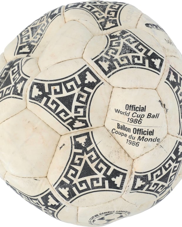 The ball Diego Maradona kicked to score the famous “Hand of God” goal in the 1986 World Cup.