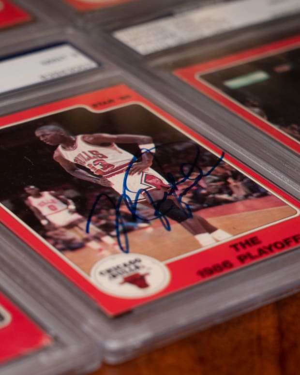 A 10-card set of 1986 Star cards signed by Michael Jordan.