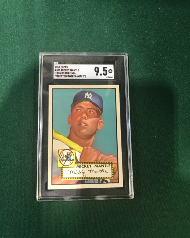 This 1952 Mickey Mantle card, graded SGC 9.5, is expected to break the all-time sports cards record at Heritage Auctions.
