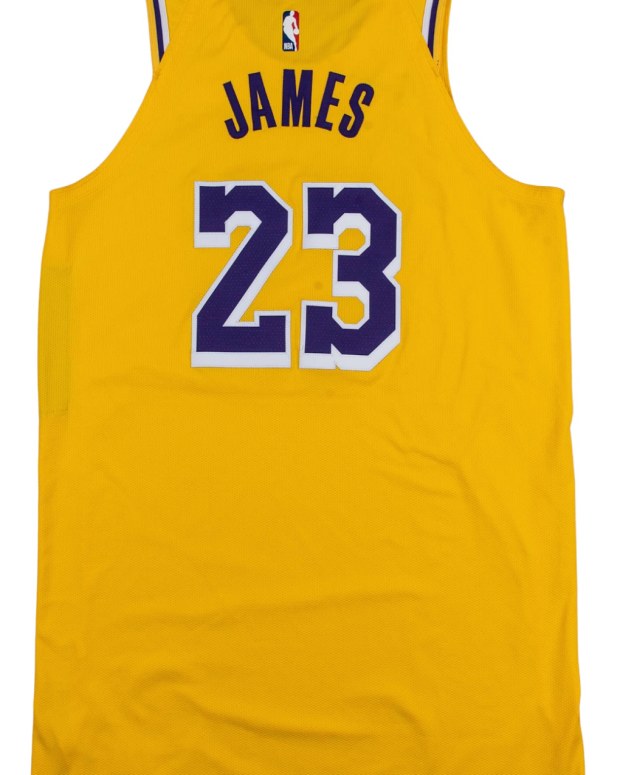 A Lebron James LA Lakers icon edition jersey from 2019.