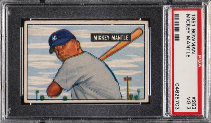 1951 Bowman Mickey Mantle rookie card sets record in June auction at ...