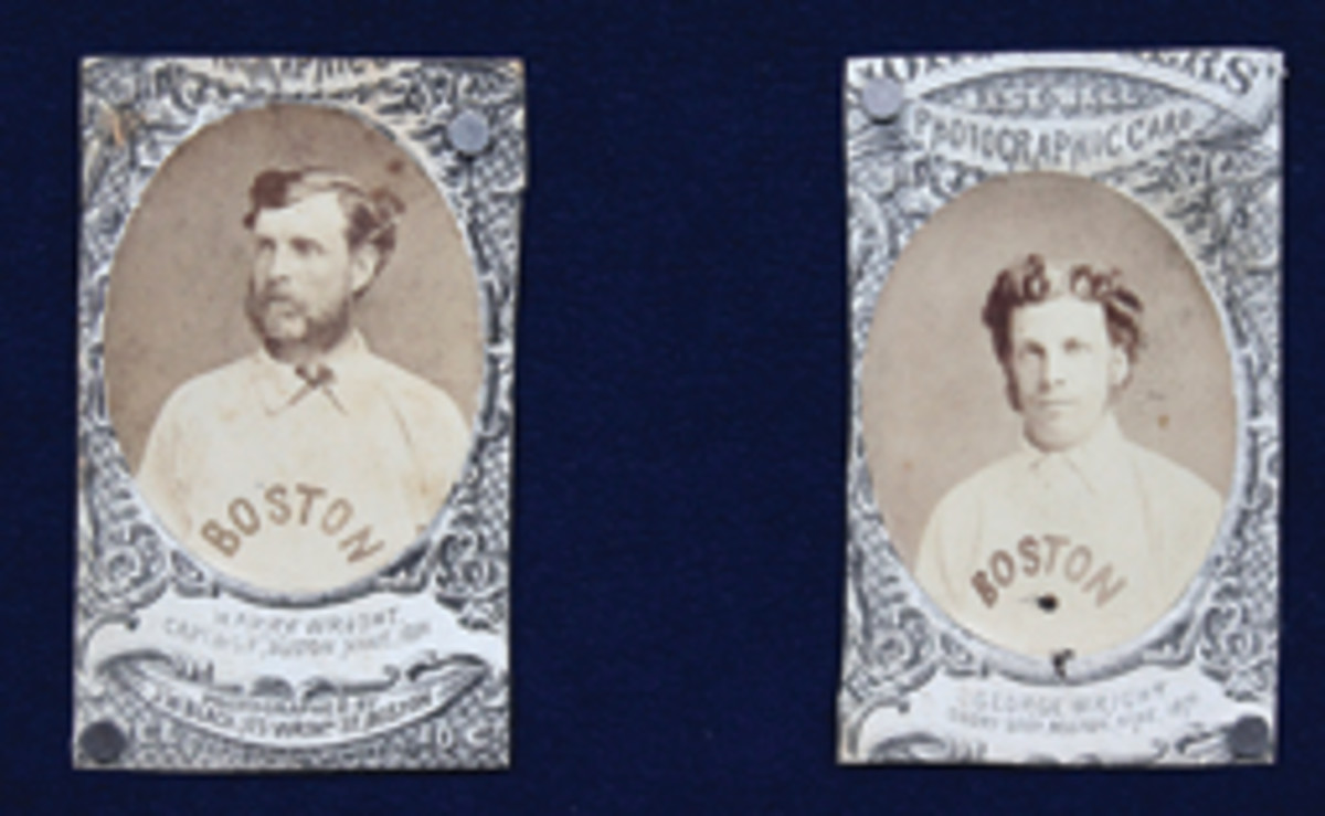 Harry Wright (left) was the ringleader and center fielder of the old Boston Red Stockings, and little brother George, right, was the team’s star and highest-paid player.