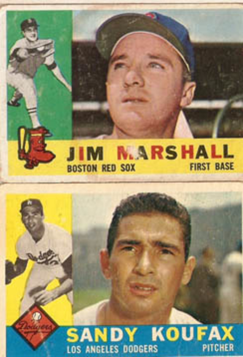 Jim Marshall was traded from the Cubs to the Red Sox. Topps altered the logo on the small full shot on the left and used a portrait with his hat turned up – except you can still get a glimpse of the “C” for Cubs on his hat. 