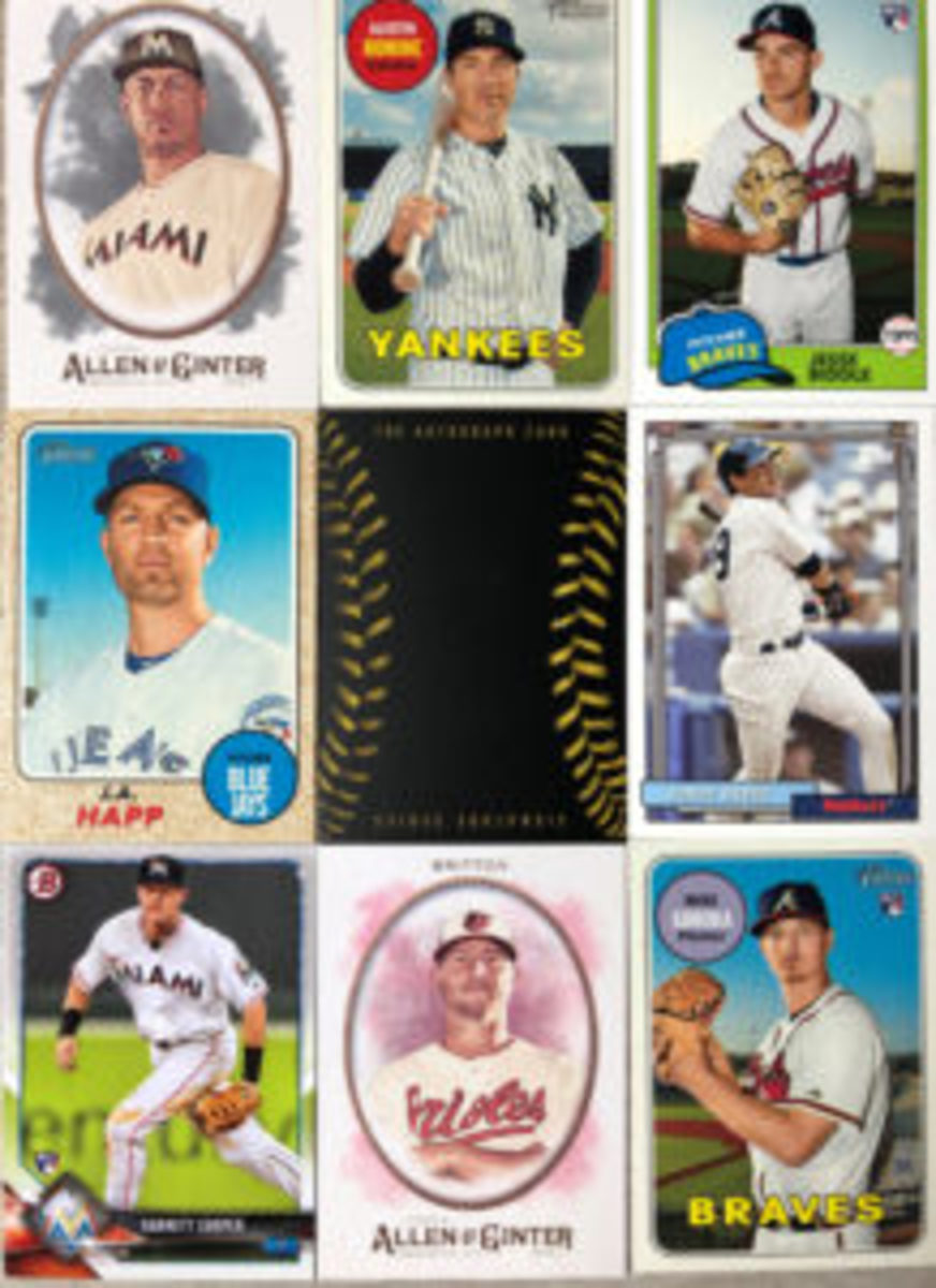  Examples of baseball cards that the author likes to use for obtaining autographs at Spring Training.