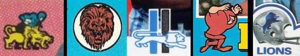 Logos used by Topps started with some resemblance to the actual team logos. In the case of the Detroit Lions, subsequent Topps logos morphed into something that looked like Chewbacca, then a lion that looked like an auto emblem, a chubby lineman and finally the actual team logo and helmets. 