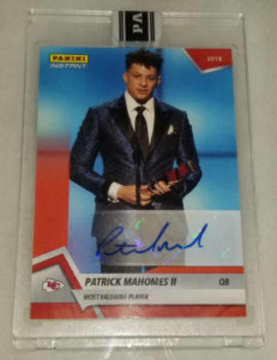  One of only five to exist, this 2018 Panini Instant MVP card had a price tag of $2,500. (Ross Forman photo)