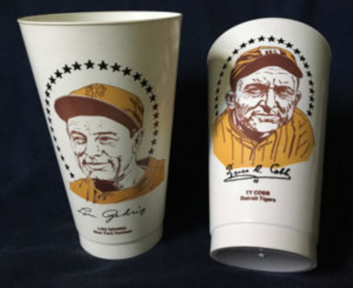  Baseball Hall of Famers Lou Gehrig and Ty Cobb were included in the 1973 7-Eleven Slurpee cups.