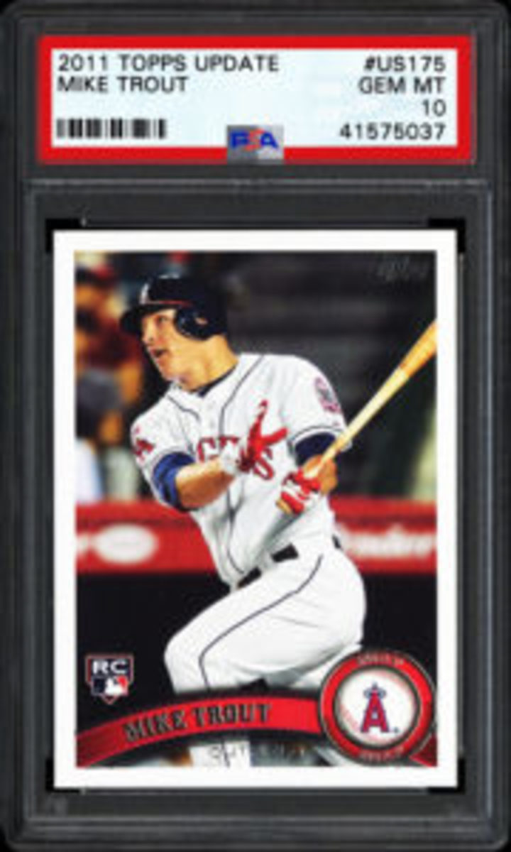  The first card to be awarded in PSA’s “12 Days of Collecting” contest is this 2011 Topps Update Mike Trout #US175, graded PSA Gem Mint 10 that is valued at $500. (Image courtesy PSA)