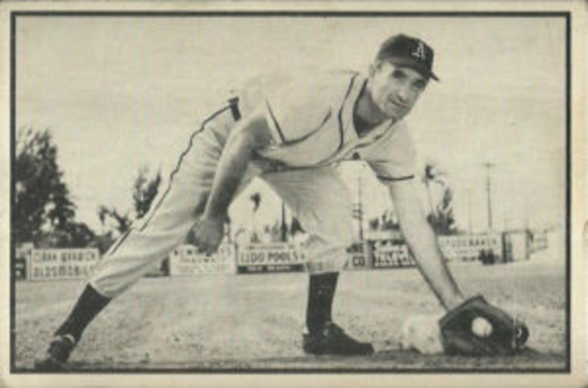  Pete Suder's 1953 Bowman B&W Baseball card is the only horizontal card in the set.