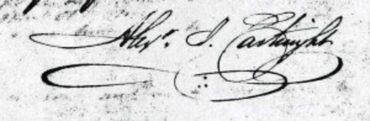 Here is a Cartwright signature circa 1860. With striking, bold letters, Cartwright often signed “Alex J. Cartwright” or “Alx” on his documents.