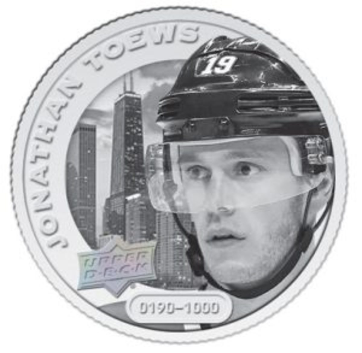 The Grandeur Hockey Coin Collection includes a high-relief silver coin variation that is numbered to 1,000 for each player. 