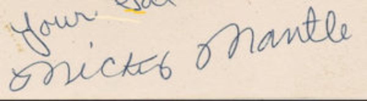 Sports auction includes a dirty note from Mickey Mantle