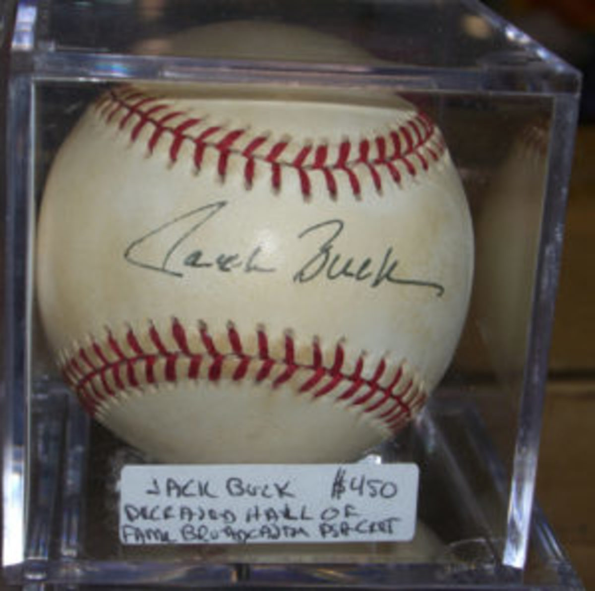  Collectors looking for a Jack Buck autographed baseball had to dish out $450. (Ross Forman photo)