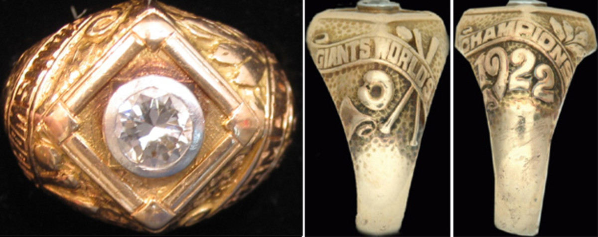 A 1922 World Series Champions ring. With at least four confirmed player rings in existence, this is probably the first team-issued World Series ring. 