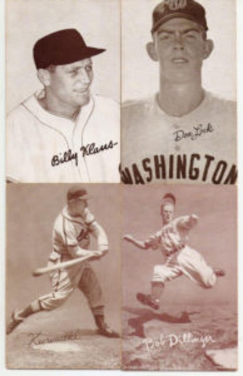  Some of the tougher cards are of players who only appeared for a year or two at the beginning or end of the ESCO 1939 to 1966 run. Kurowski apparently wasn’t around long enough for them to add his first name (Whitey). Bob Dillinger’s card was one of the few action cards.