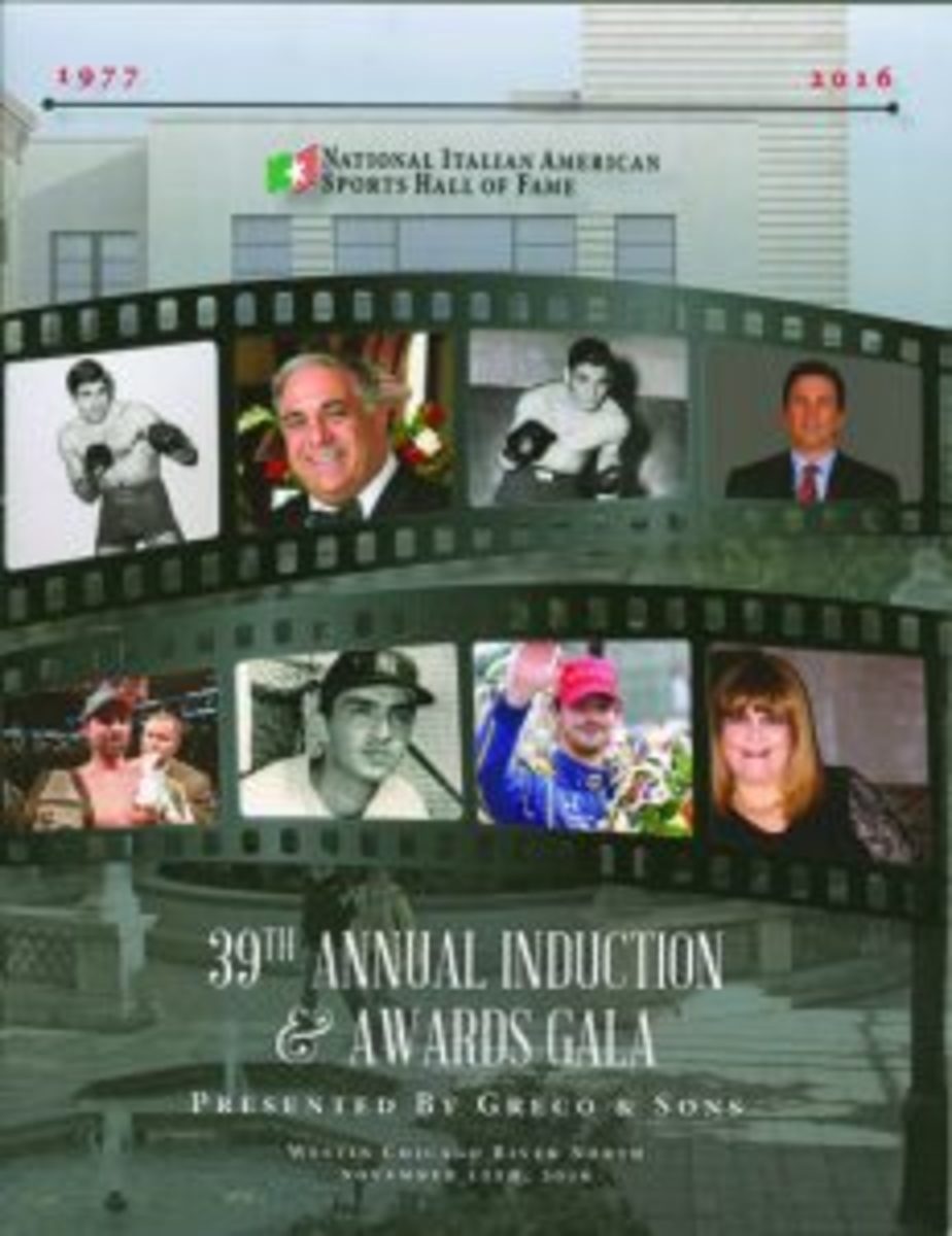 The cover of the program for the 39th annual Induction and Awards Gala for the National Italian American Sports Hall of Fame. The induction ceremony took place Nov. 27, 2016.