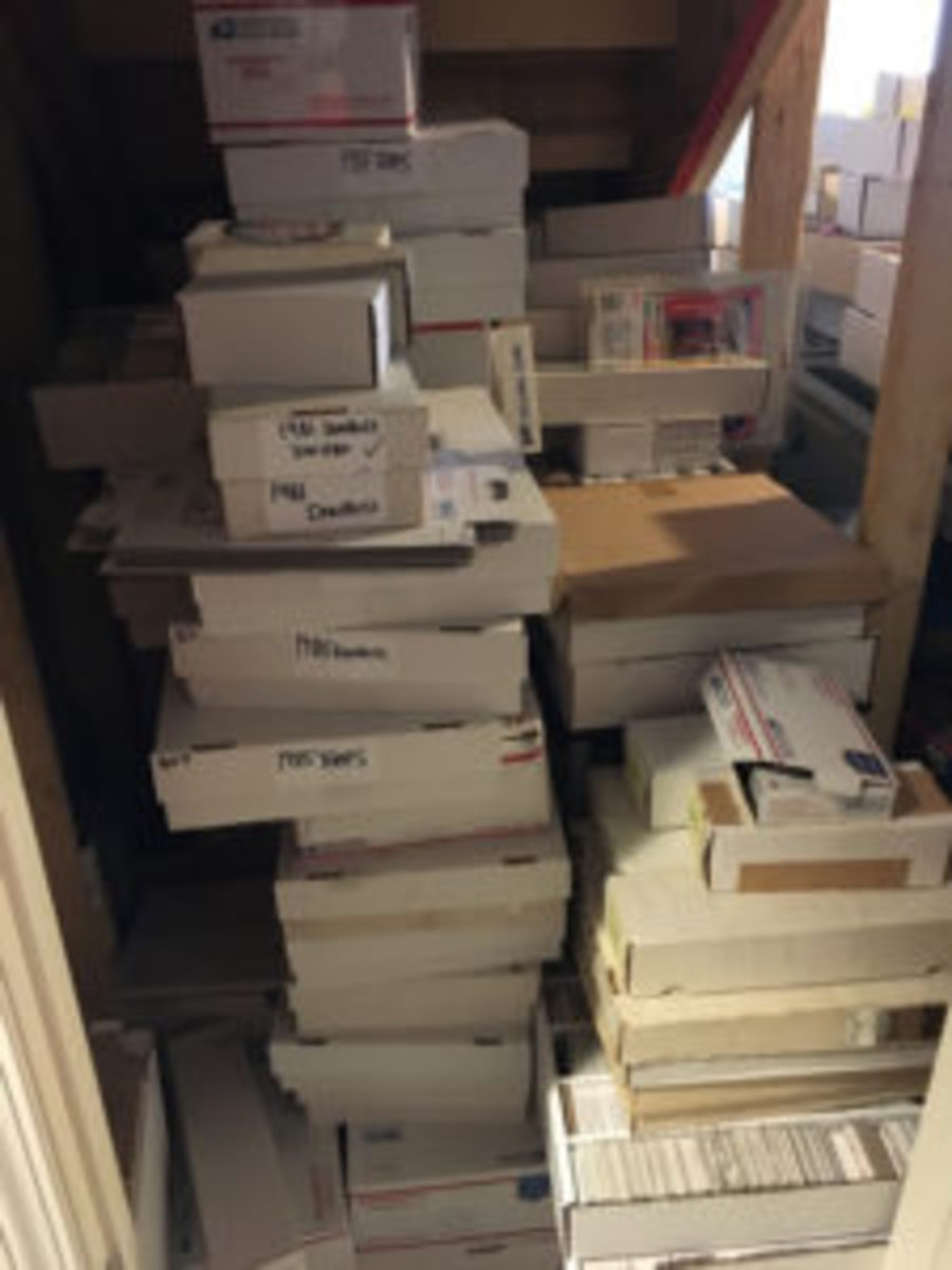  Many areas, like this one, in Beau Thompson’s house are jam-packed with containers, or “monster boxes” as he calls them. There are monster boxes anywhere there is available space.