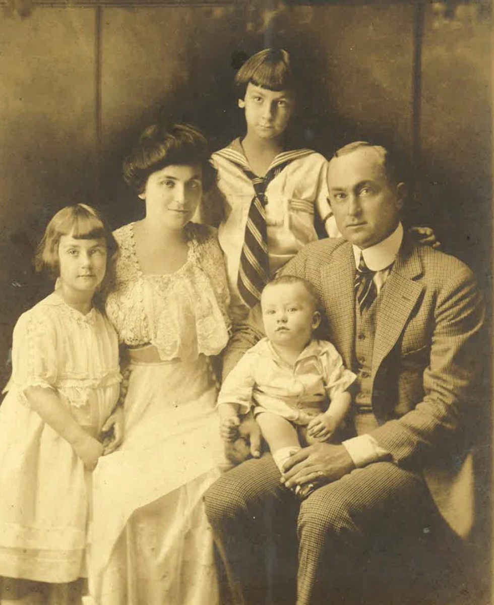 In this family photo, reportedly taken in 1918, Ty and his wife Charlie are shown. Ty holds son Herschel; at left is daughter Shirley, born in 1911, and in back is son Ty, born in 1910.