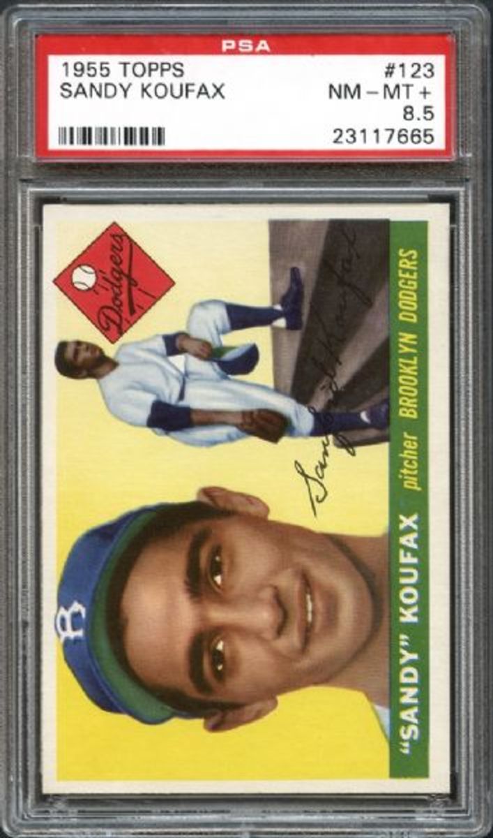 The half grade came into vogue a few years ago, where “eye appeal” is the real key according to PSA President Joe Orlando. This 8.5 1955 Topps Sandy Koufax sold for $10,684 in the recent Mile High auction. 