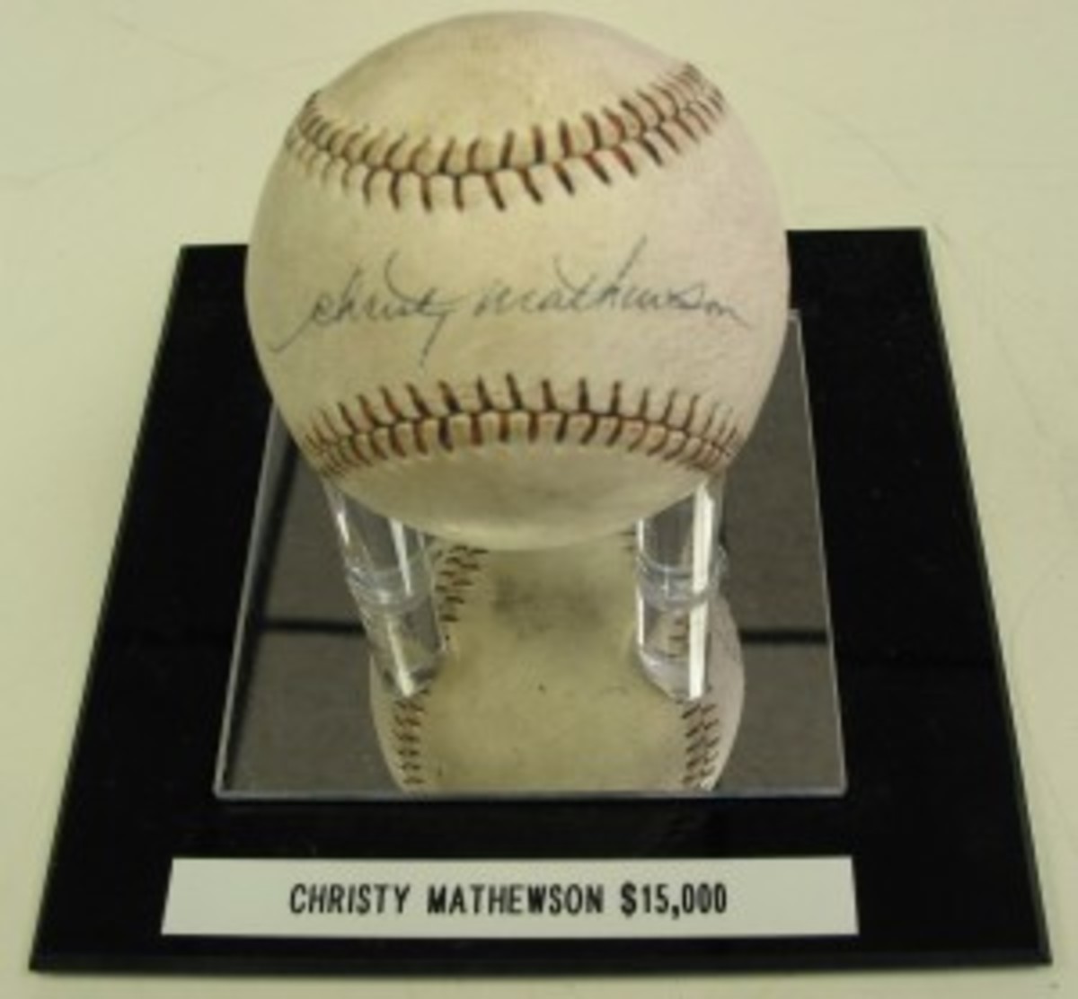 If the FBI hadn’t busted up the ring and confiscated this fake Christy Mathewson signed ball, some unsuspecting collector might have paid a lot of money for it.