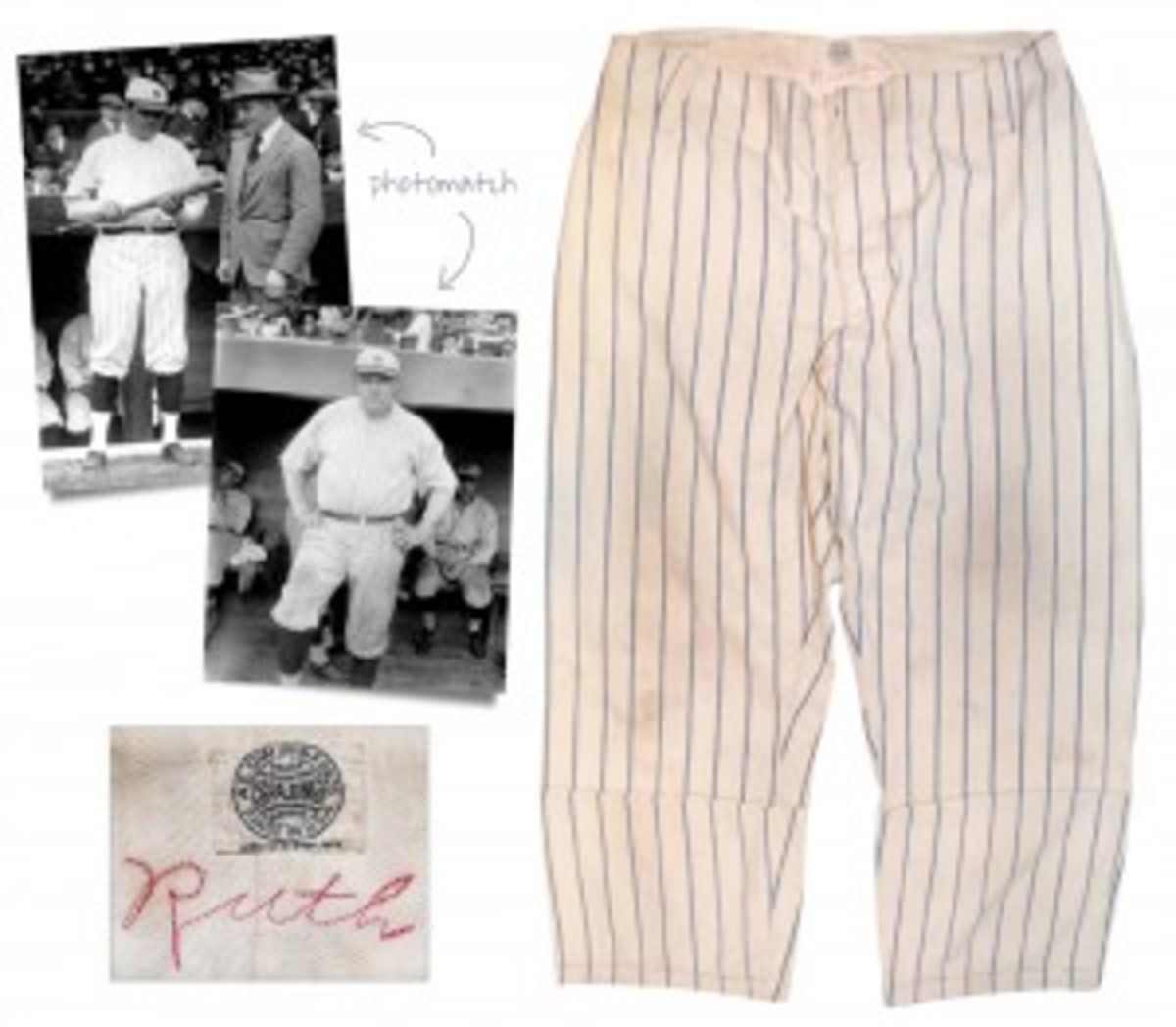 1940-1941 Babe Ruth Game Used Pinstriped Barnstorming Pants (Mears