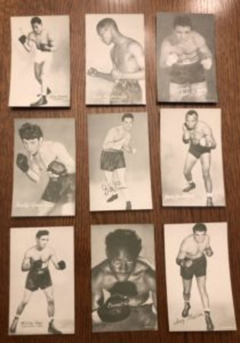 Boxing cards were also part of the find, including (TOP ROW) Joe Louis, (Sugar) Ray Robinson and Jake LaMotta; (CENTER) Rocky Graziano, Billy Conn and Jersey Joe Walcott; (BOTTOM) Willie Pep, Ezzard Charles and Joey Maxim.