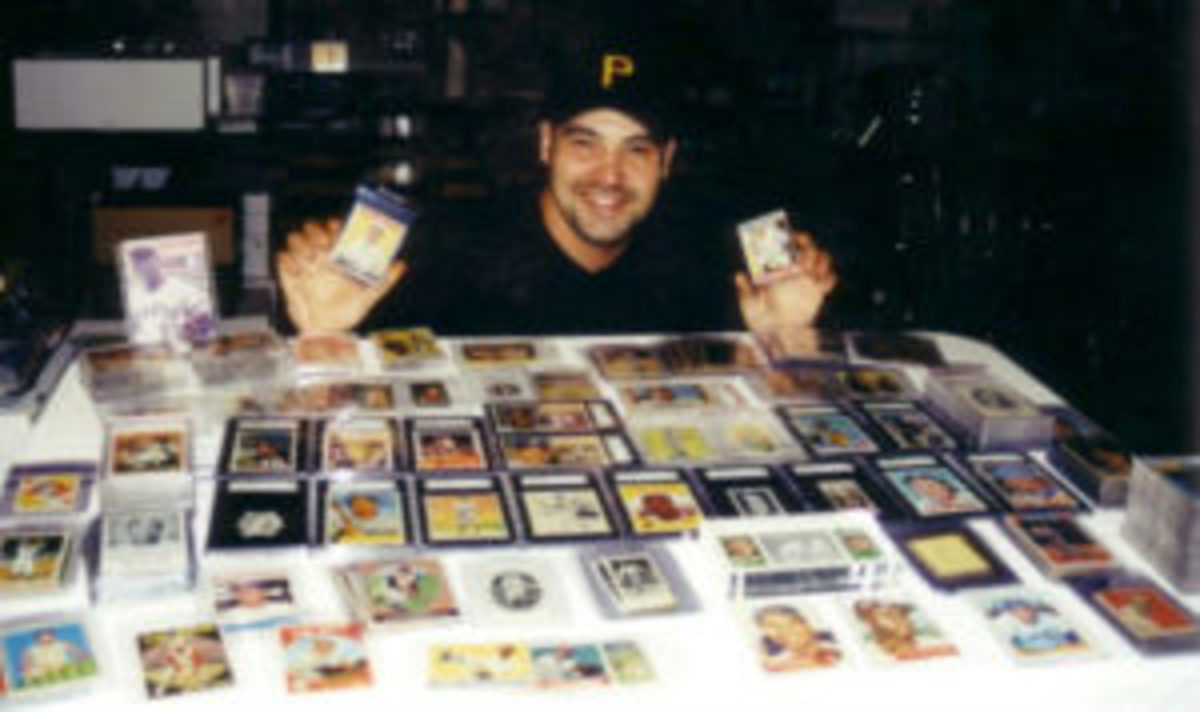  John Mangini with some of his sports trading cards around 2001.